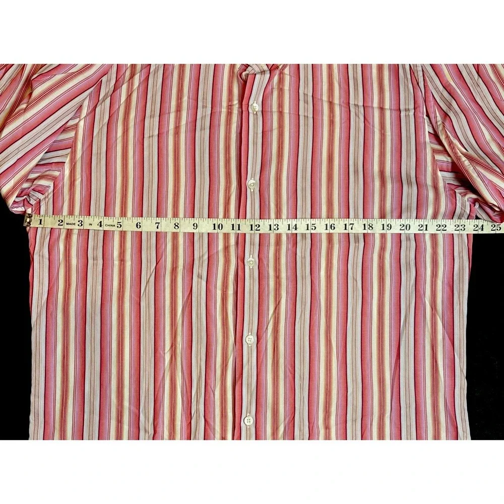 Banana Republic Dress Shirt Pink Striped Button Down Mens Size Large 16-16.5